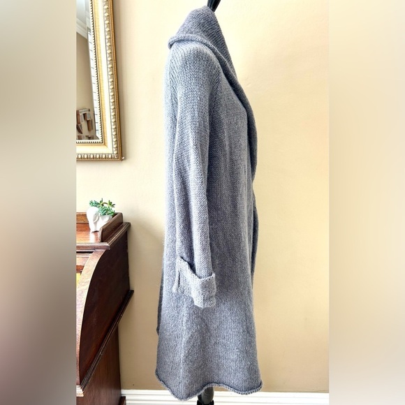 Soft Surroundings Telluride Topper Cardigan Gray Knit Sweater Coat Long Line L - Picture 8 of 14